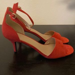 Ann Taylor Factory peep toe kitten heel with ankle strap